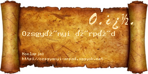 Ozsgyányi Árpád névjegykártya